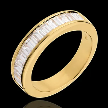 Alliance or jaune 18 carats semi pavée - serti rail - 1 carats