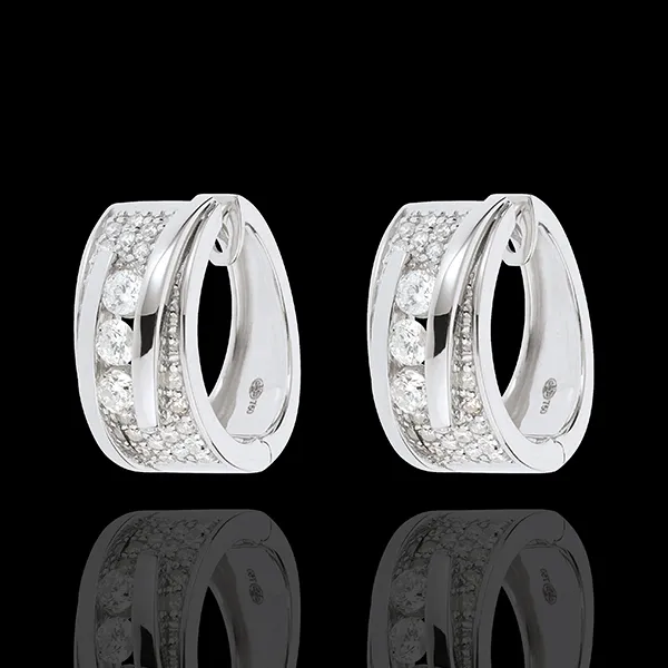 Boucles d'oreilles Féérie - Funambule - or blanc 18 carats - 64 diamants - 0.73 carats