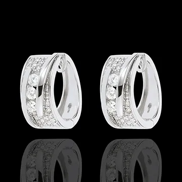 Boucles d'oreilles Féérie - Funambule - or blanc 18 carats - 64 diamants - 0.73 carats