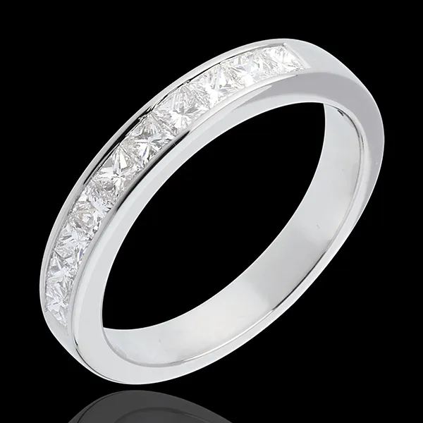 Alliance or blanc 18 carats semi pavée - serti rail - 0.8 carats - 10 diamants