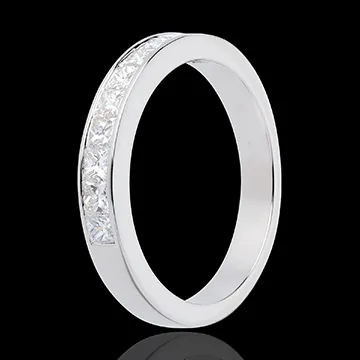 Alliance or blanc 18 carats semi pavée - serti rail - 0.8 carats - 10 diamants