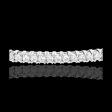 Bracelet jonc or blanc 18 carats semi pavé - 1 carats - 37 diamants