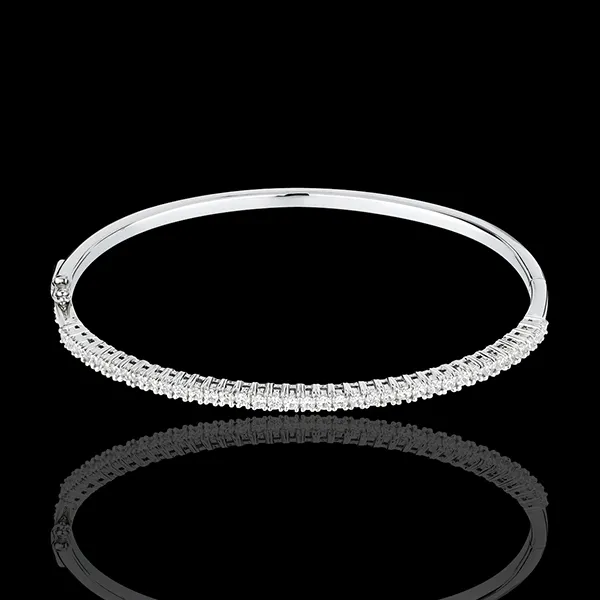 Bracelet jonc or blanc 18 carats semi pavé - 1 carats - 37 diamants