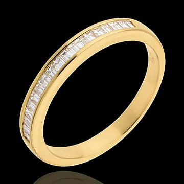 Alliance or jaune 18 carats semi pavée - serti rail - 0.3 carats