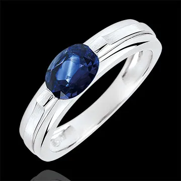 Bague de Fiançailles Victoire variation - saphir 1 carat - or blanc 18 carats
