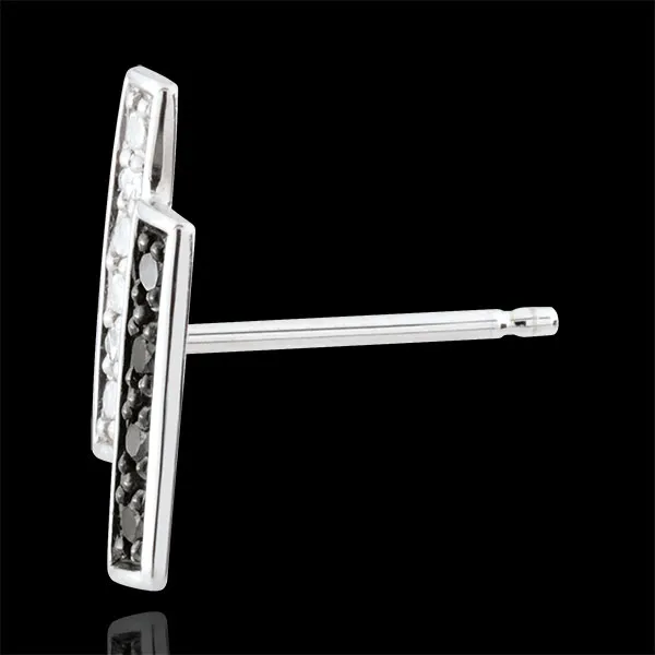 Boucles d'oreilles Clair Obscur puces - or blanc 9 carats, diamant noir
