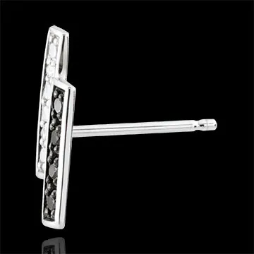 Boucles d'oreilles Clair Obscur puces - or blanc 9 carats, diamant noir
