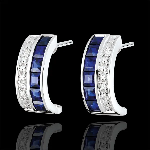 Constellation hoop earrings - Zodiac - blue sapphires and diamonds - 18 carat white gold