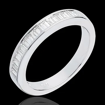 Alliance or blanc 18 carats semi pavée - serti rail - 0.5 carats