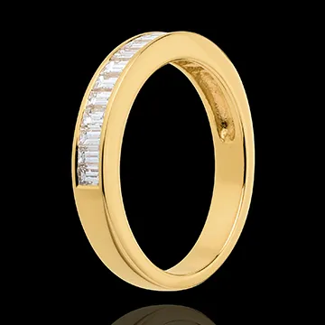 Alliance or jaune 18 carats semi pavée - serti rail - 0.5 carats