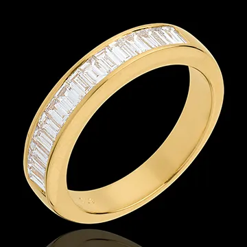 Alliance or jaune 18 carats semi pavée - serti rail - 0.75 carats