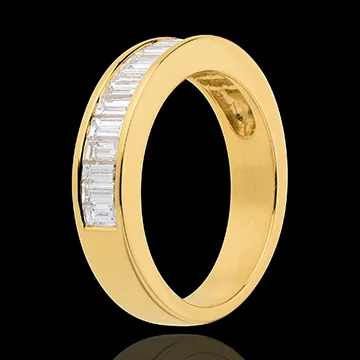 Alliance or jaune 18 carats semi pavée - serti rail - 1 carats