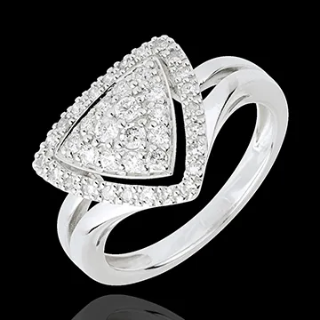 Bague Navette Diamants - or blanc 18 carats