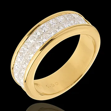 Wedding ring semi paved gold-double channel setting - 1.5 carat