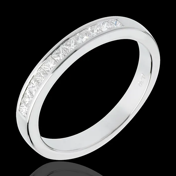 Alliance or blanc 18 carats semi pavée - serti rail - 0.31 carats - 11 diamants