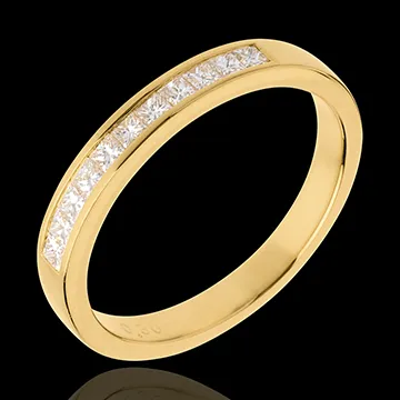 Alliance or jaune 18 carats semi pavée - serti rail - 0.31 carats - 11 diamants
