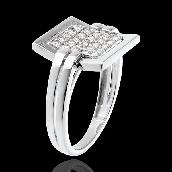 Framed diamond ring white gold paved - 0.45 carat - 25diamonds