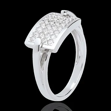 Bague insigne pavée - or blanc 18 carats - 0.36 carats - 28 diamants