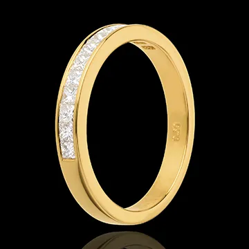 Wedding ring yellow gold semi-paved channel setting - 0.5 carat - 13 diamonds