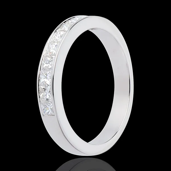 Alliance or blanc 18 carats semi pavée - serti rail - 0.8 carats - 10 diamants