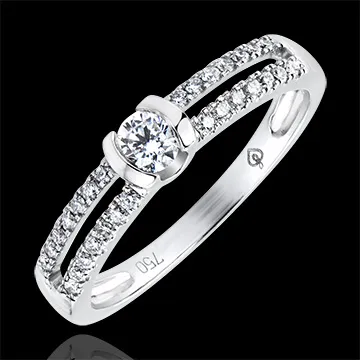 Bague Féérie - Nobles Fiançailles - or blanc 9 carats et diamants