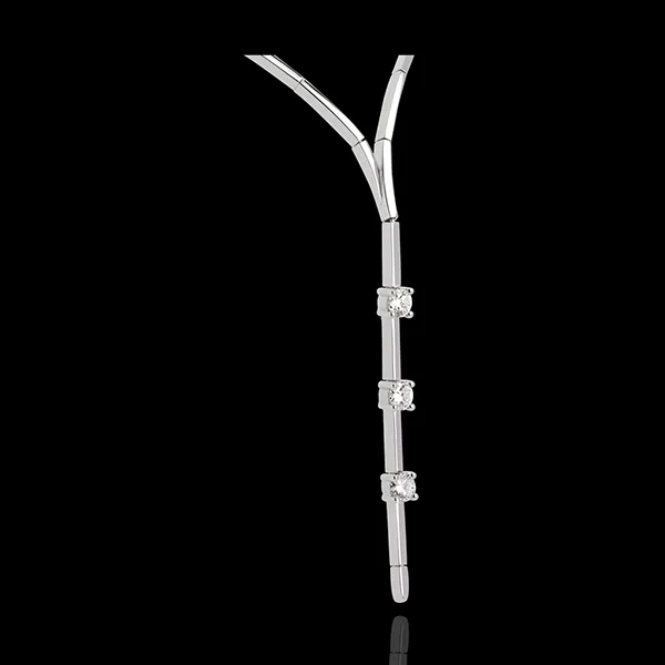Collier trilogie stalactite - 0.47 carats - 3 diamants - or blanc 18 carats