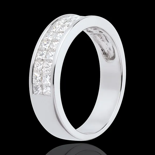 Wedding ring white gold semi paved-double channel setting - 1 carat