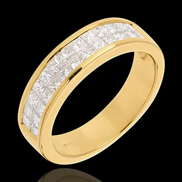 Half eternity ring yellow gold - double channel setting - 1 carat