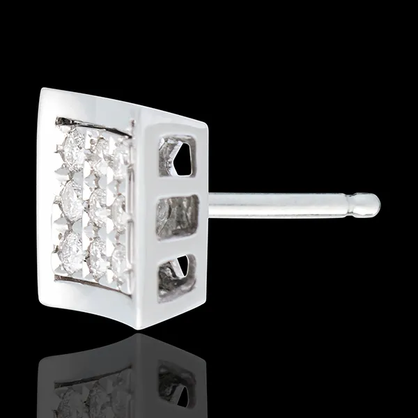 Frame Stud Earrings - paved white gold - 0.27 carat - 18 diamonds