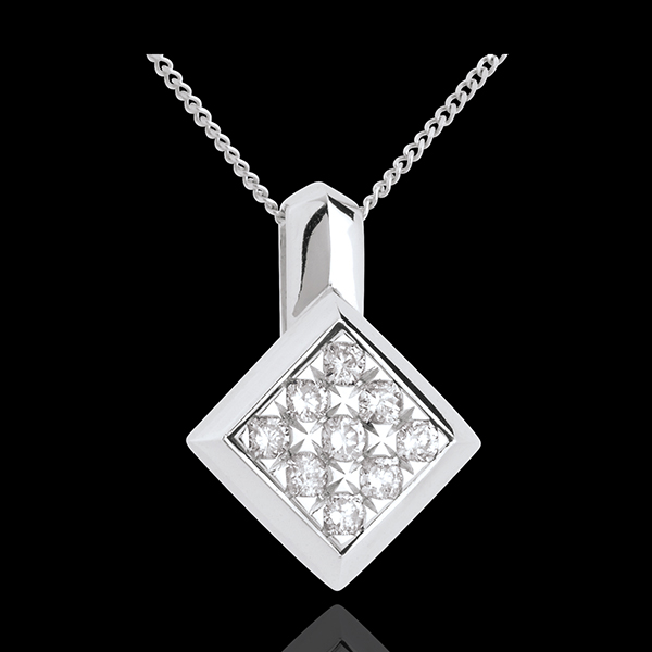 Checkerboard necklace white gold paved - 0.25 carat