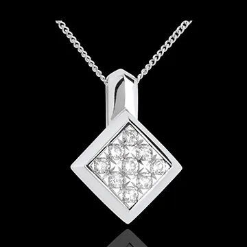 Checkerboard necklace white gold paved - 0.25 carat