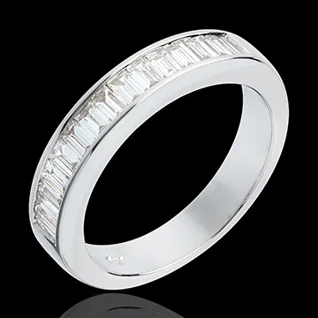 Semi-paved wedding ring white gold channel setting - 1.04 carat