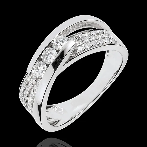 Ring Enchantment - Trilogy Funambule white gold paved - 0.62 carat - 45 diamonds