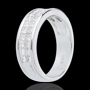 Half eternity ring white gold semi paved-double channel setting - 1.5 carat