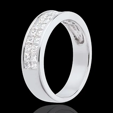 Wedding ring white gold semi paved-double channel setting - 1 carat