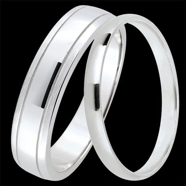 Coppia di fedi Horizon & Atelier – Oro bianco 9 carati