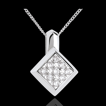 Collana Scacchi - Oro bianco - 18 carati - Diamanti -0.25 carati