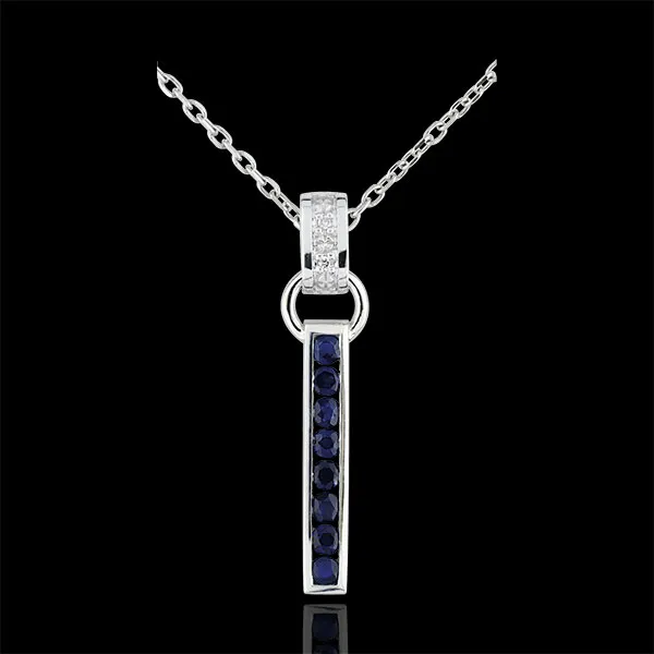 Ciondolo Shalima - Oro bianco - 9 carati - 2 Diamanti - 8 Zaffiri - 0.72 carati