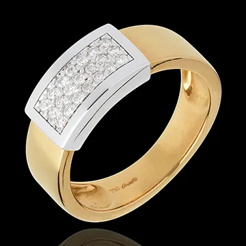 Anello Cintura - Oro giallo e Oro bianco pavé - 18 carati - Diamante