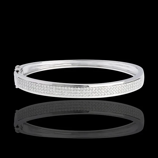 Bracciale Giunco Costellazione Astrale - Oro bianco - 18 carati - 3 file di Diamanti -144 Diamanti - 1.01 carati