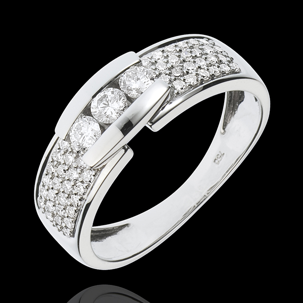 Anello Costellazione - Trilogia pavé Oro bianco - 18 carati - 57 Diamanti - 0.509 carati 