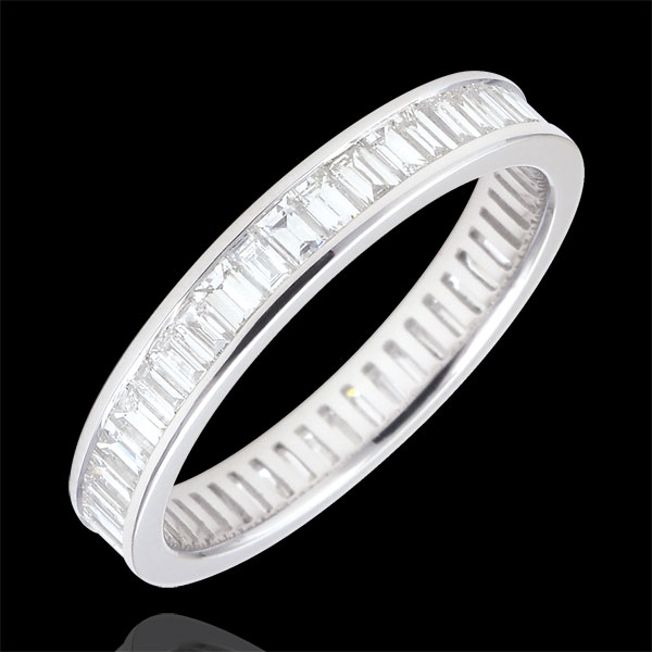 Anello Oro bianco pavé - 18 carati - 50 Diamanti - incastonatura a binario - giro completo - 1.22 carati 