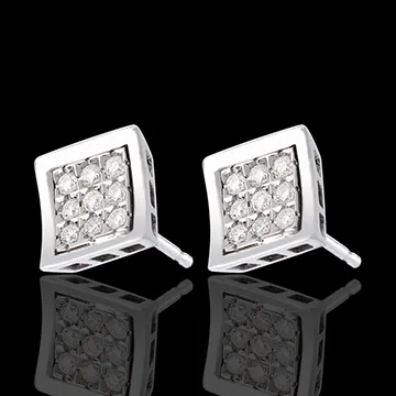 Orecchini Impronta punto luce - Oro bianco pavé - 18 carati - 18 Diamanti - 0.27 carati