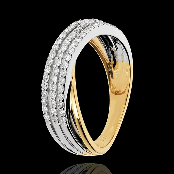 Anello Saturno Ricco - Oro bianco e Oro giallo - 18 carati - 60 Diamanti - 0.36 carati