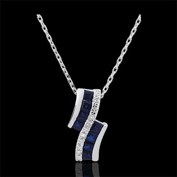 Collana Costellazione - Oro bianco - 9 carati - Zodiaco - Zaffiri - Diamanti