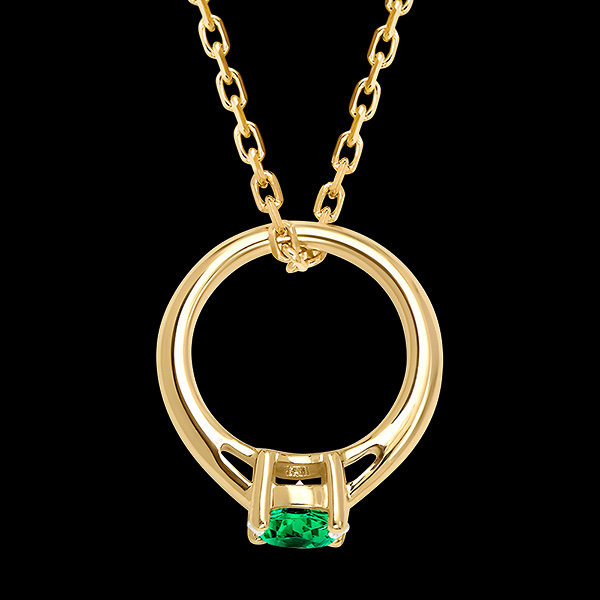 Hanger Cutie - 18 karaat geelgoud en synthetische smaragd