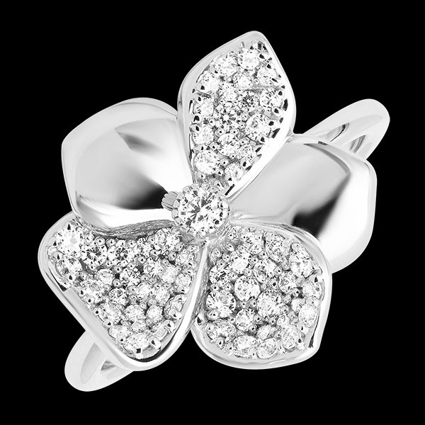 Cattleya Ring – 9 karaat witgoud en synthetische diamanten