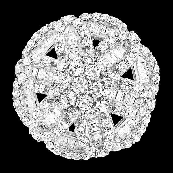Bague Cristal - Or blanc 9 carats et diamants synthétiques