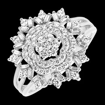 Bague Éden - Or blanc 9 carats et diamants 