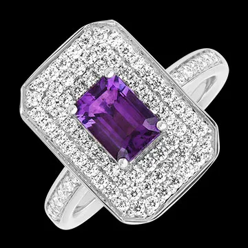 Symphonie Ring – 18ct White Gold – Amethyst and Lab-Grown Diamonds